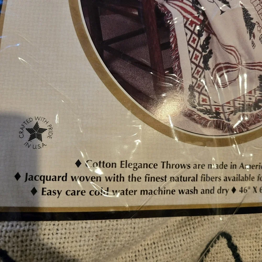 New Vtg Cotton Elegance Cotton Jacquard Throw Blanket Twas The Night Before Xmas